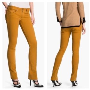 Tory Burch Ivy Skinny Boot Cut Jeans Gold Yellow